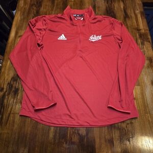 Adidas Red Indiana University Quarter Zip Long Sleeve Shirt Size L School Spirit
